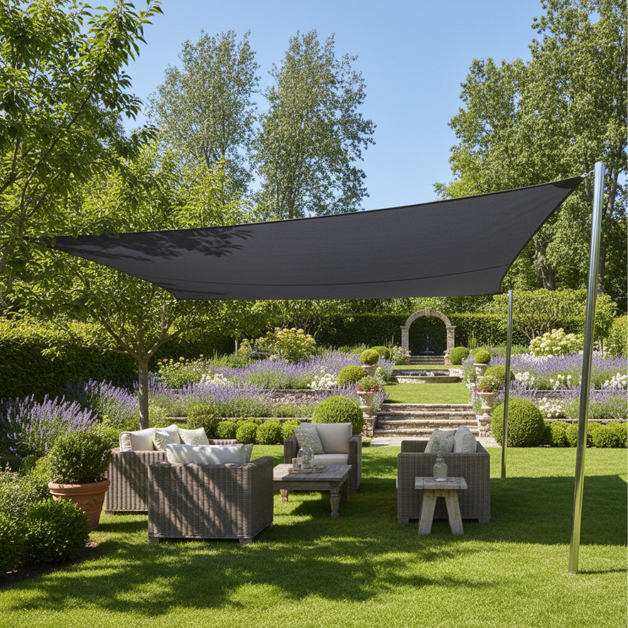 Sonnensegel Polyester Anthrazit von Relaxdays