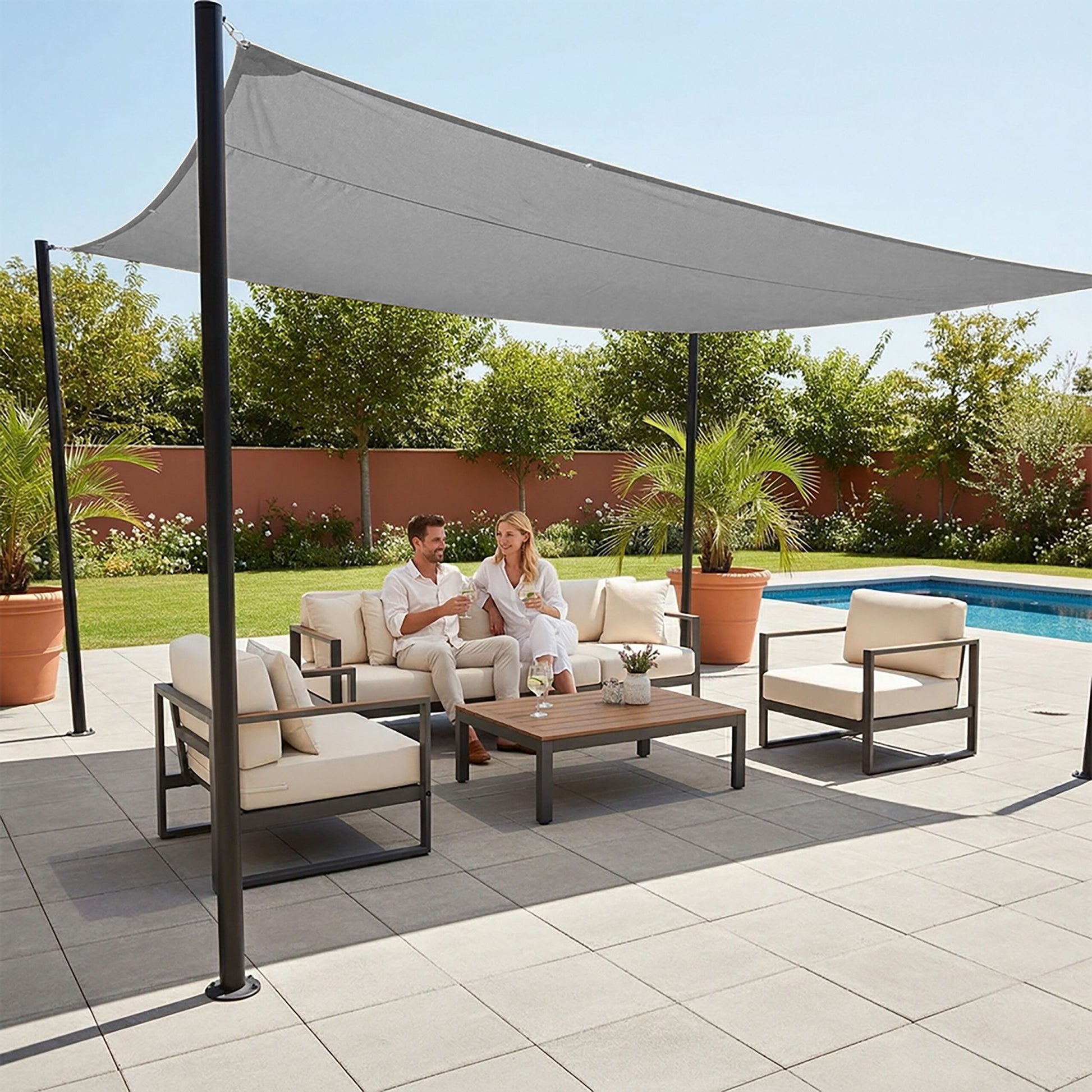 Sonnensegel Polyester Anthrazit von Relaxdays