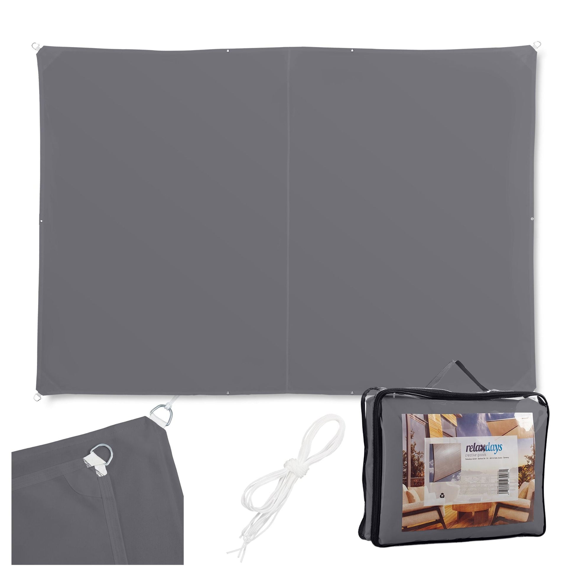 Sonnensegel Polyester Anthrazit von Relaxdays