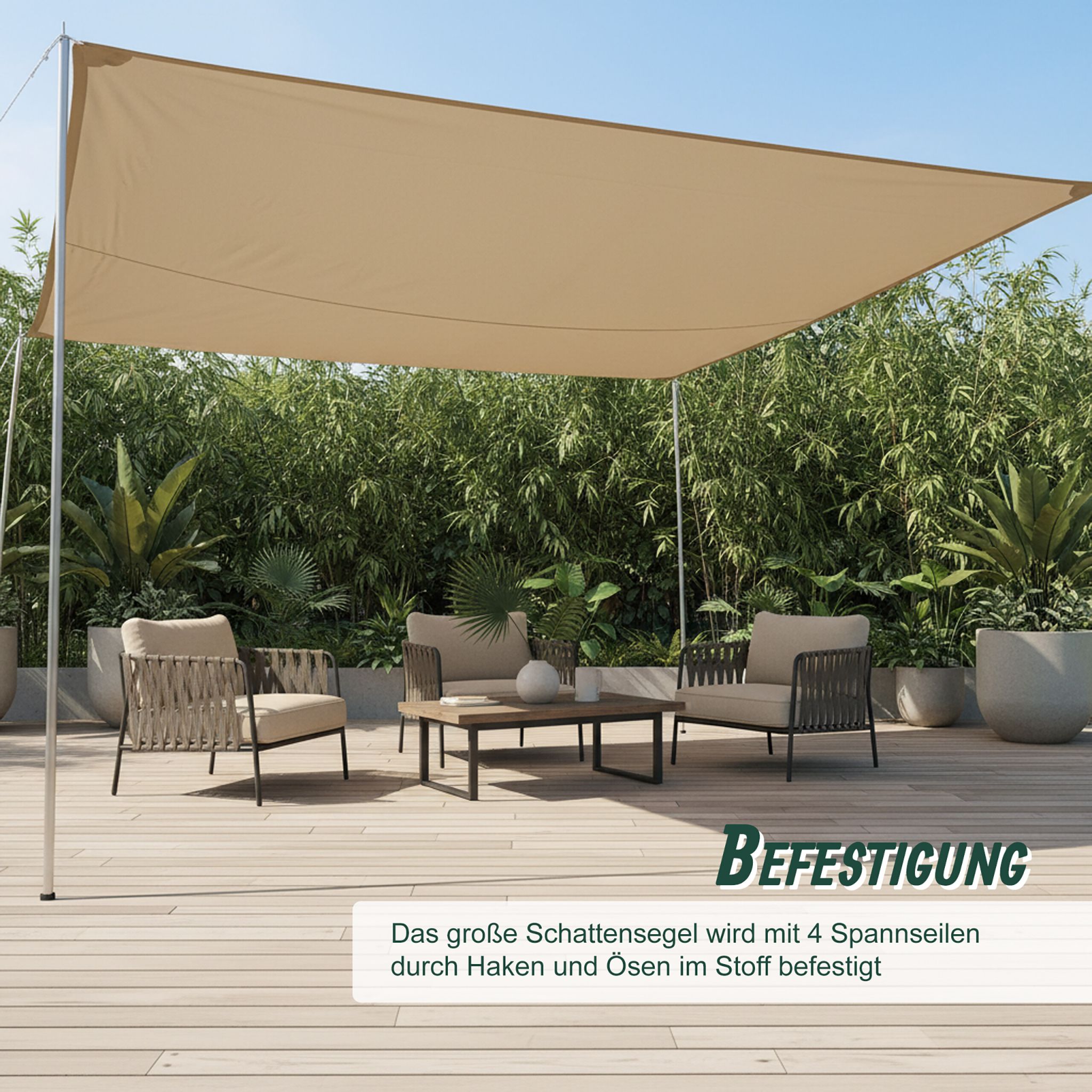 Sonnensegel Polyester Beige von Relaxdays