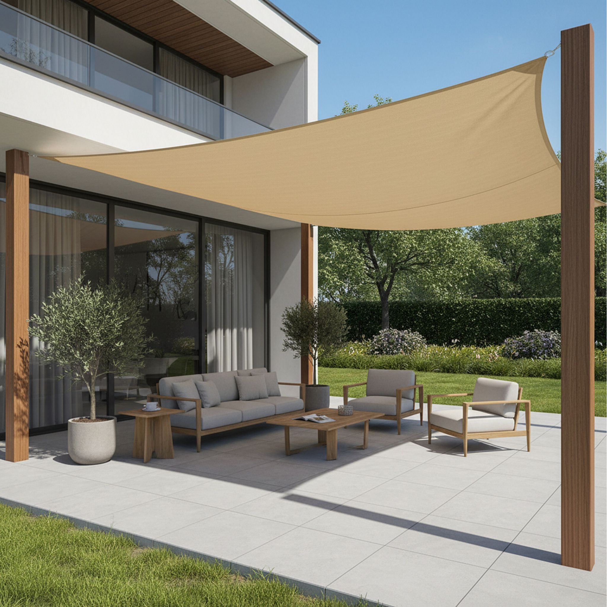 Sonnensegel Polyester Beige von Relaxdays