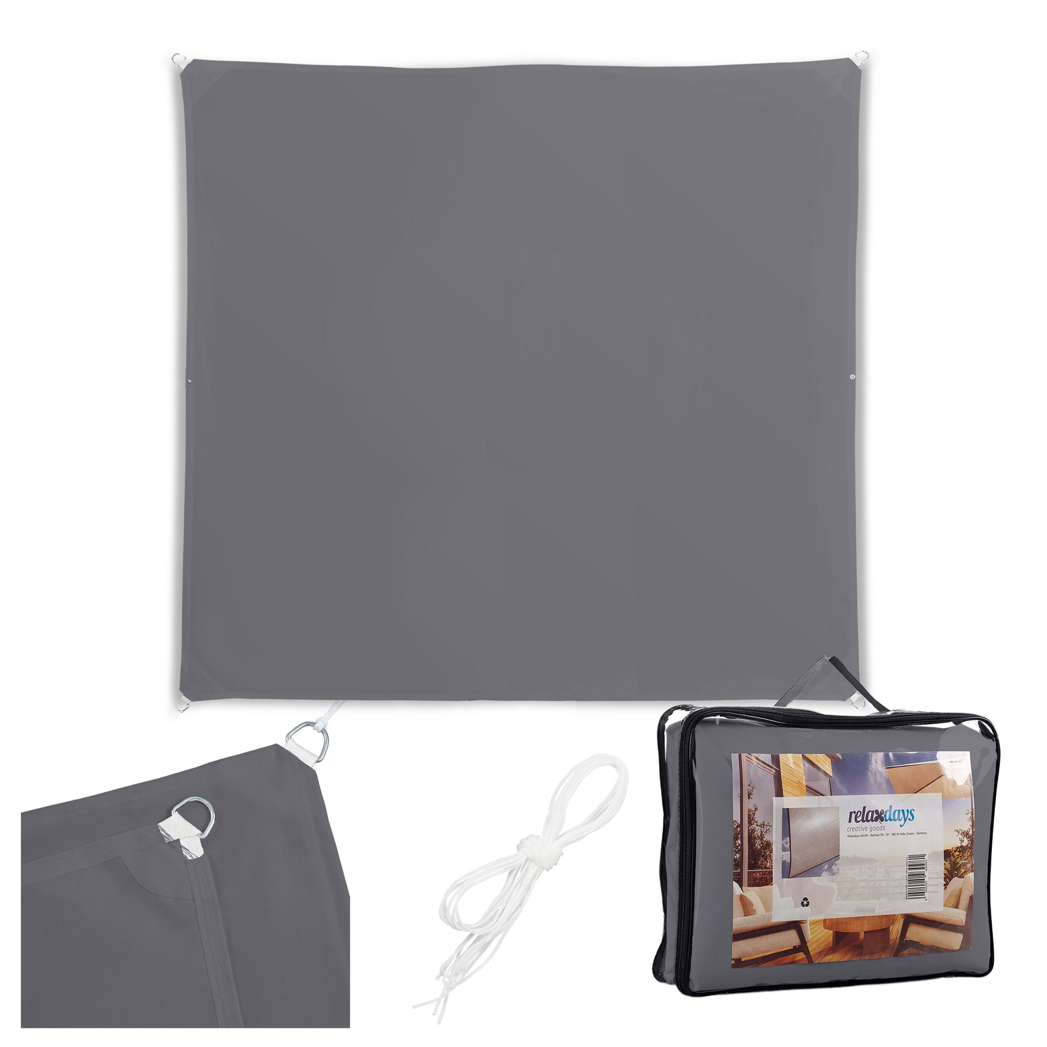 Sonnensegel Polyester Anthrazit von Relaxdays