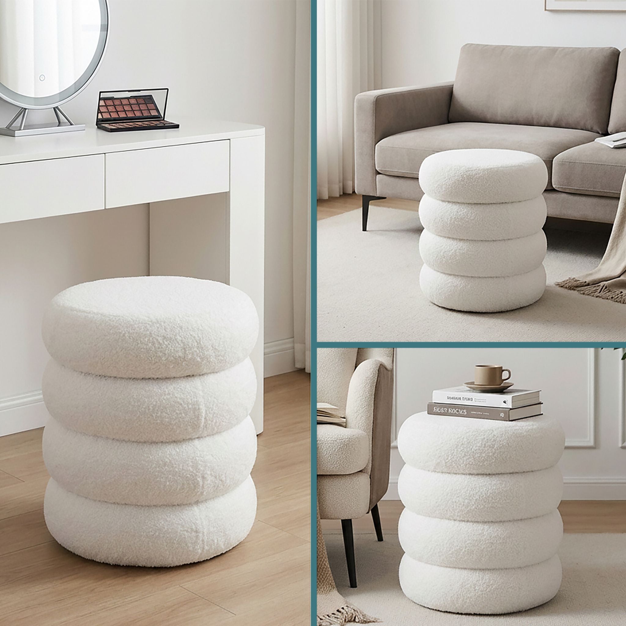 Teddyfell Hocker Creme von Relaxdays