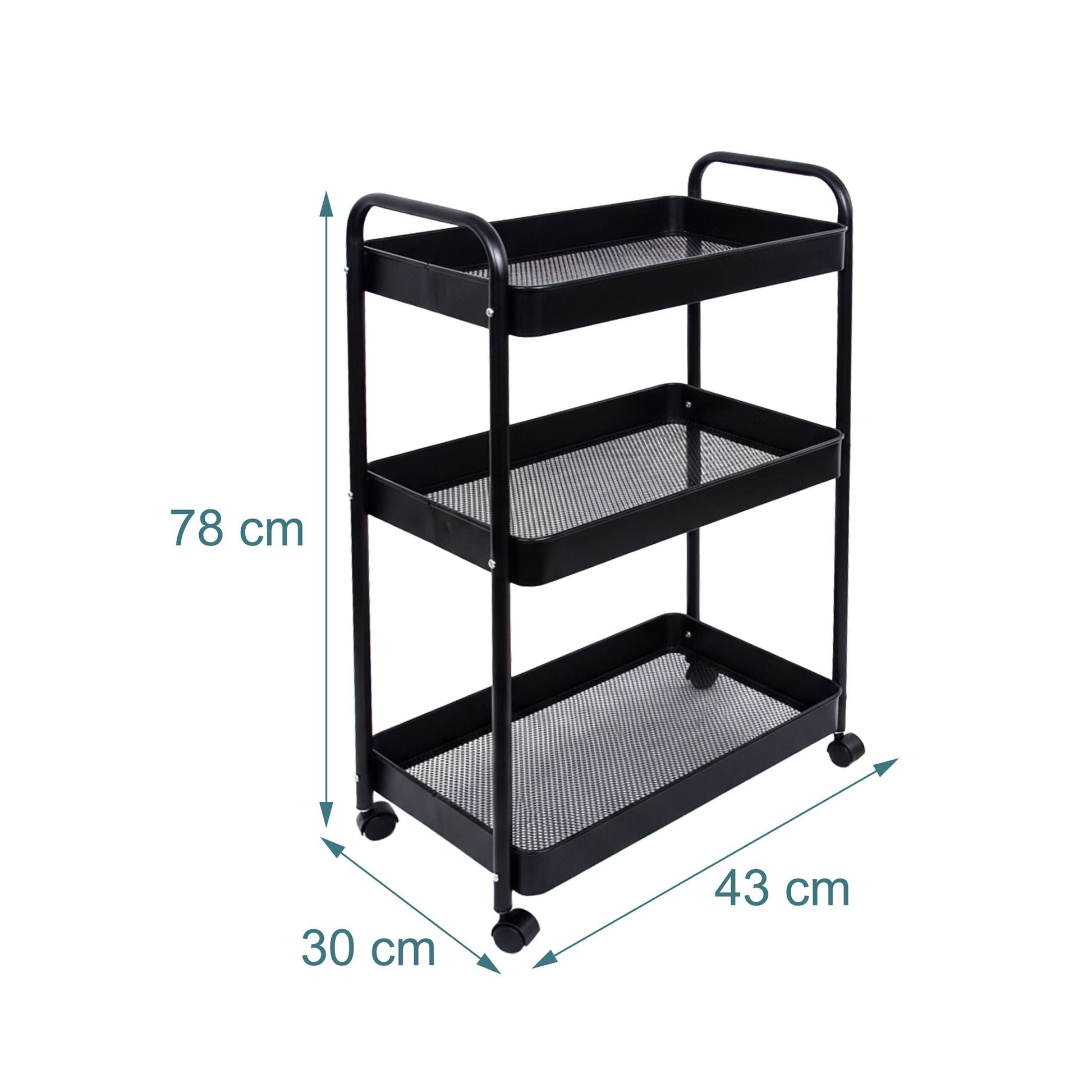 Rollwagen Mesh mit 3 Ebenen Schwarz von Relaxdays