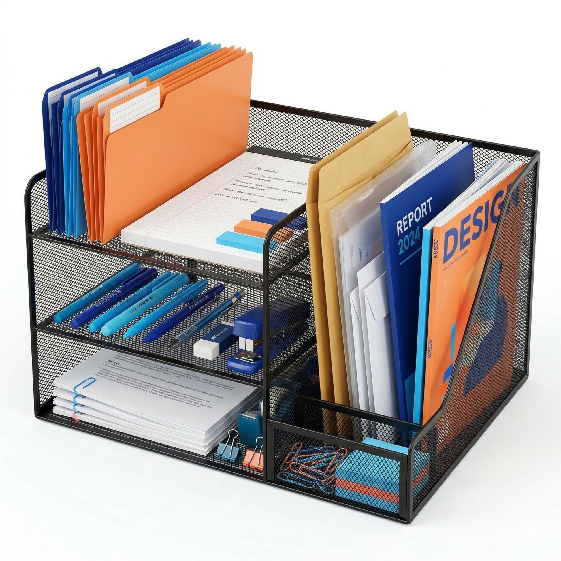 Schreibtisch Organizer Metall 5 Ablagen Schwarz von Relaxdays