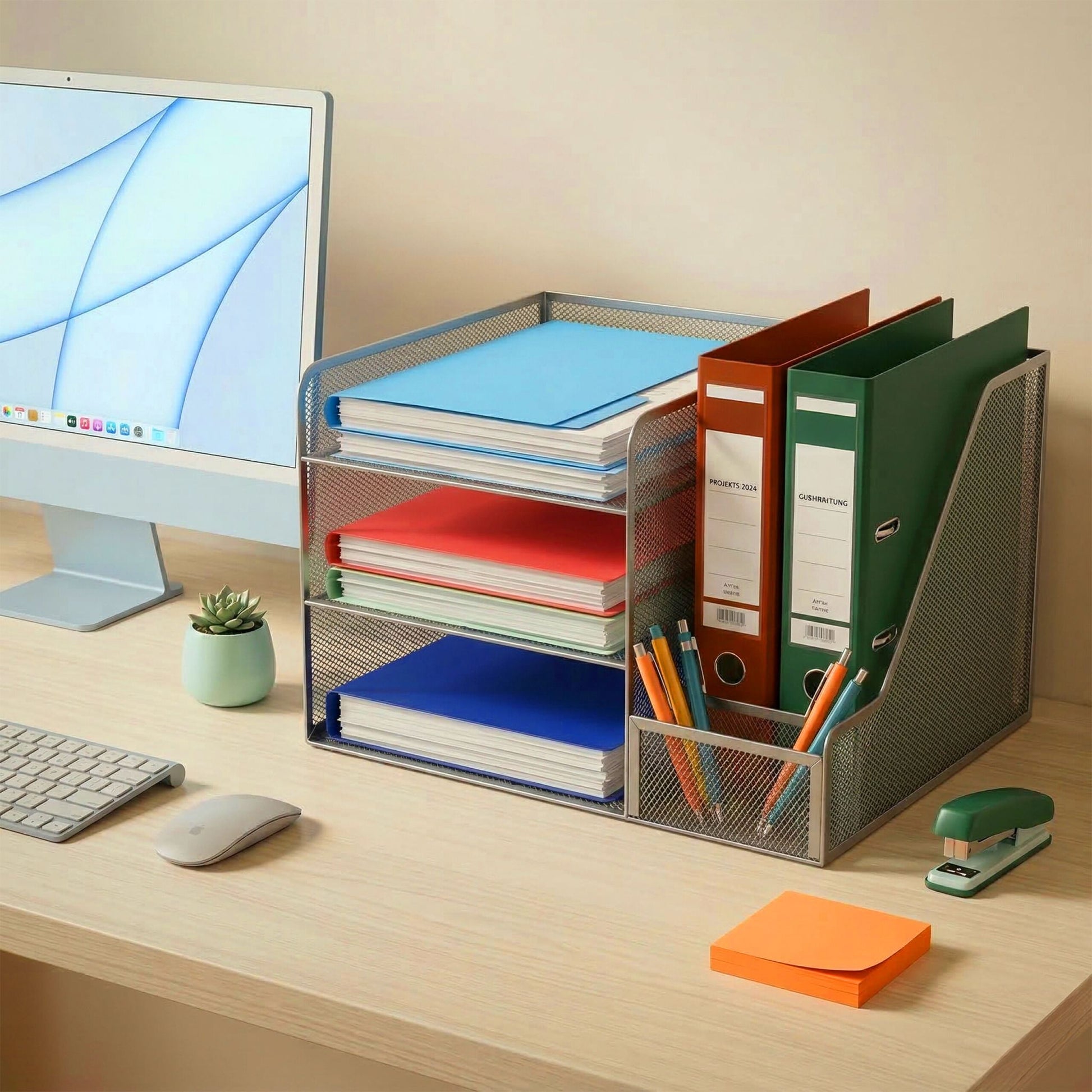 Schreibtisch Organizer Metall 5 Ablagen Schwarz von Relaxdays