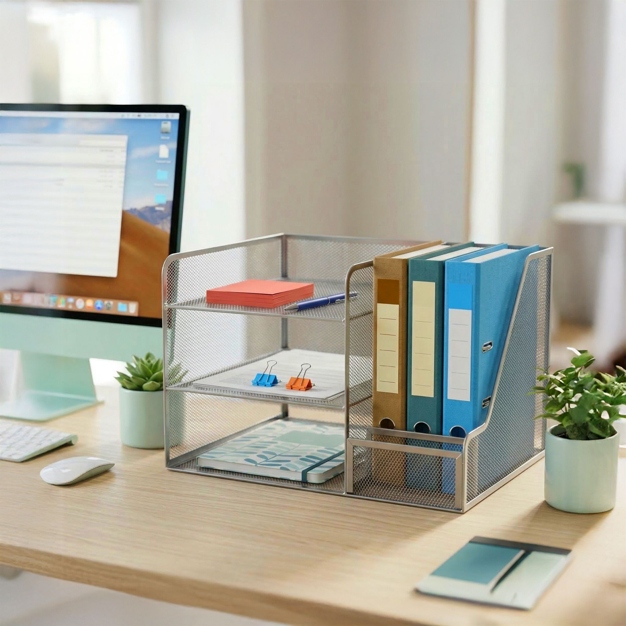Schreibtisch Organizer Metall 5 Ablagen Schwarz von Relaxdays