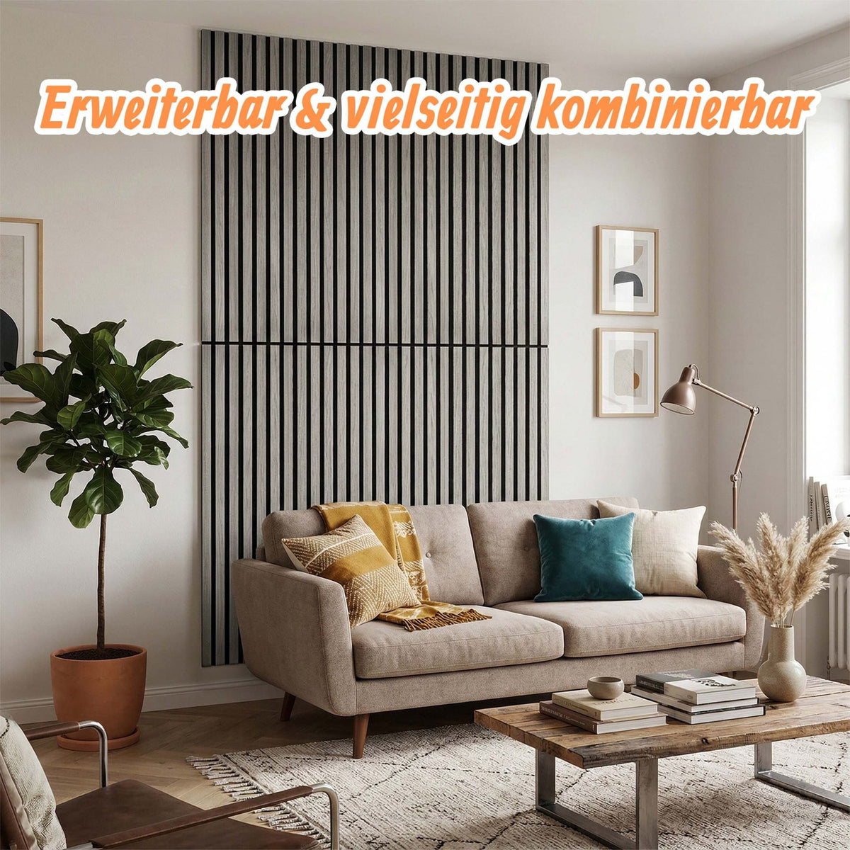 Akustikpaneele 120 x 60cm 2er-Set Creme von Relaxdays