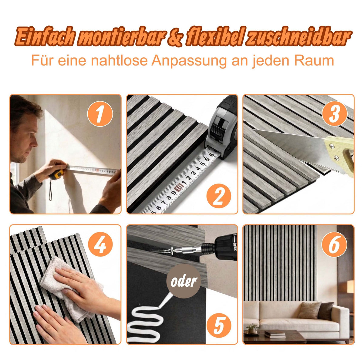 Akustikpaneele 120 x 60cm 2er-Set Creme von Relaxdays