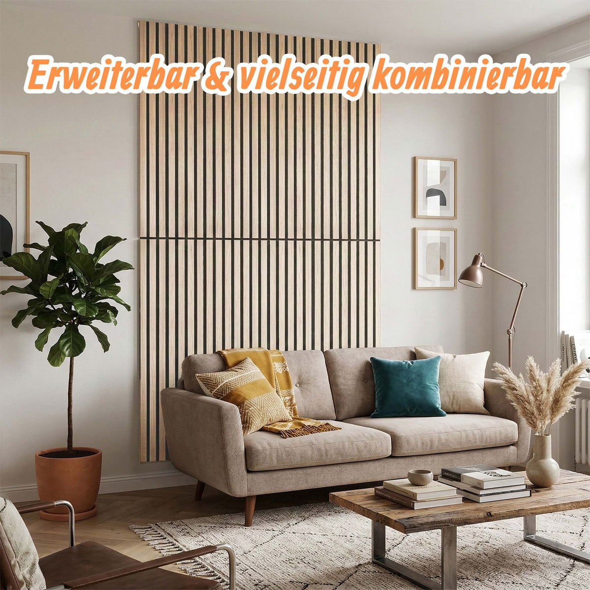 Akustikpaneele 120 x 60cm 2er-Set Beige von Relaxdays