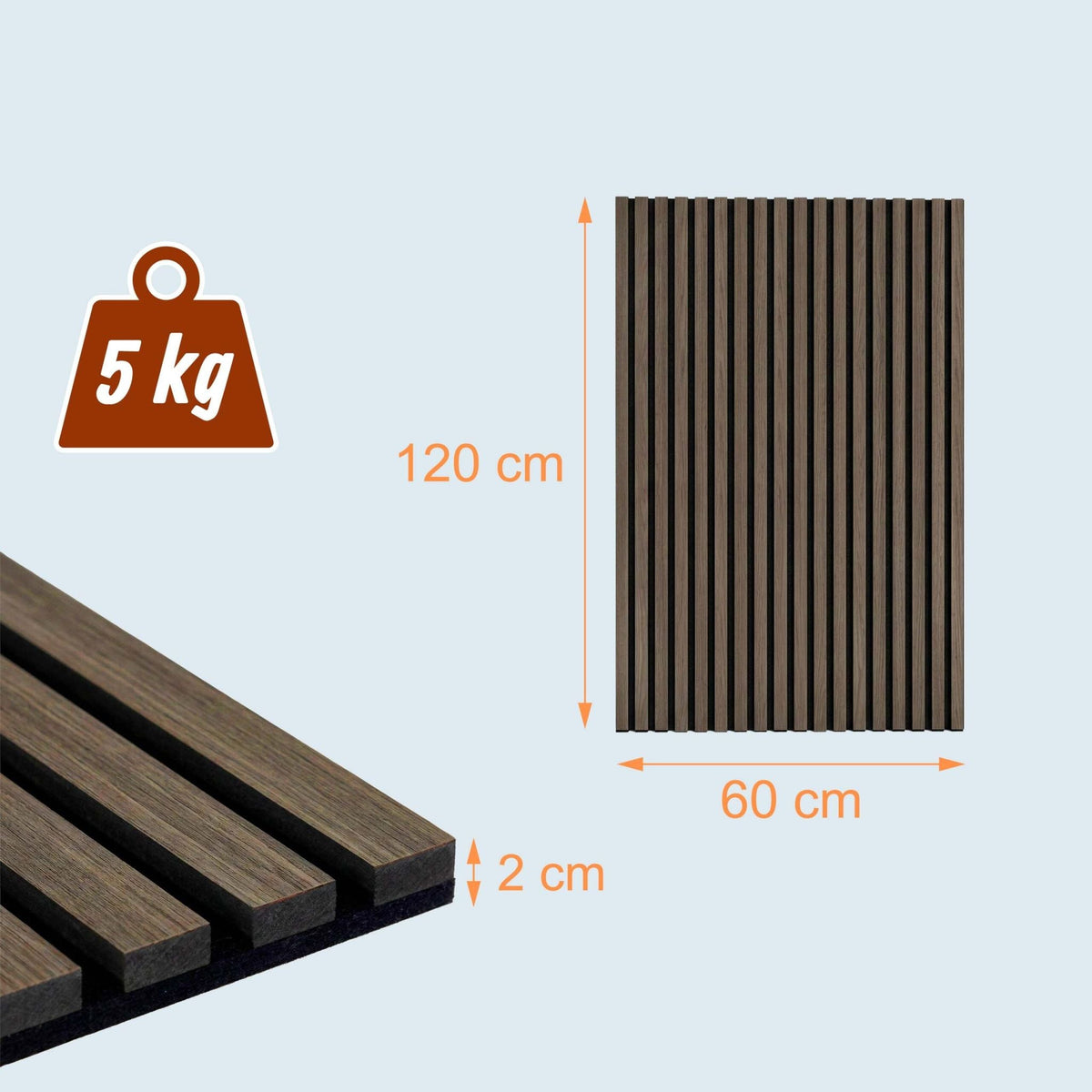 Akustikpaneele 120 x 60cm 2er-Set Dunkelbraun von Relaxdays