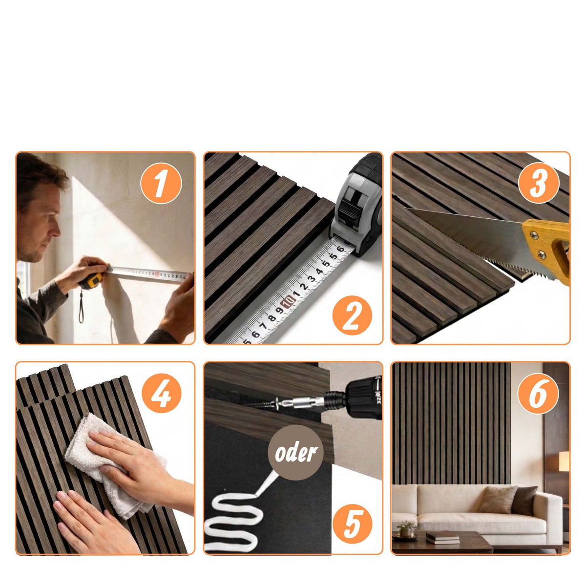 Akustikpaneele 120 x 60cm 2er-Set Dunkelbraun von Relaxdays