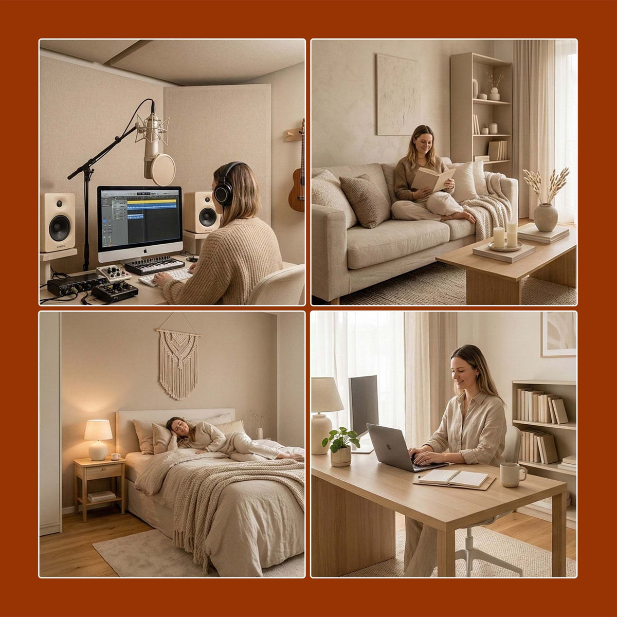 Akustikpaneele 120 x 60cm 2er-Set Dunkelbraun von Relaxdays