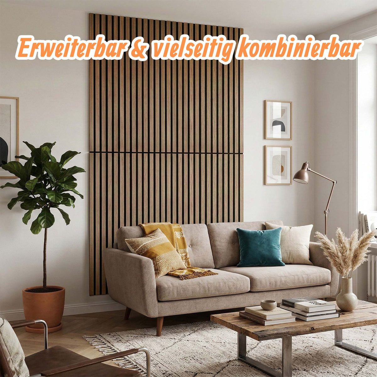 Akustikpaneele 120 x 60cm 2er-Set Hellbraun von Relaxdays