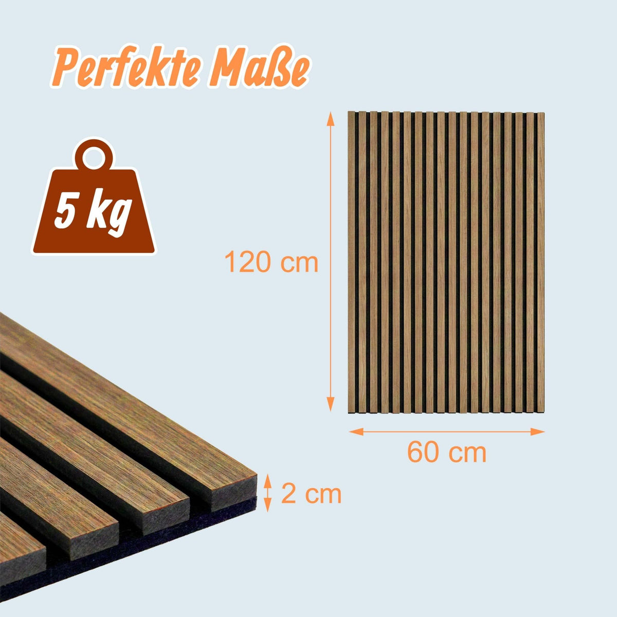 Akustikpaneele 120 x 60cm 2er-Set Hellbraun von Relaxdays