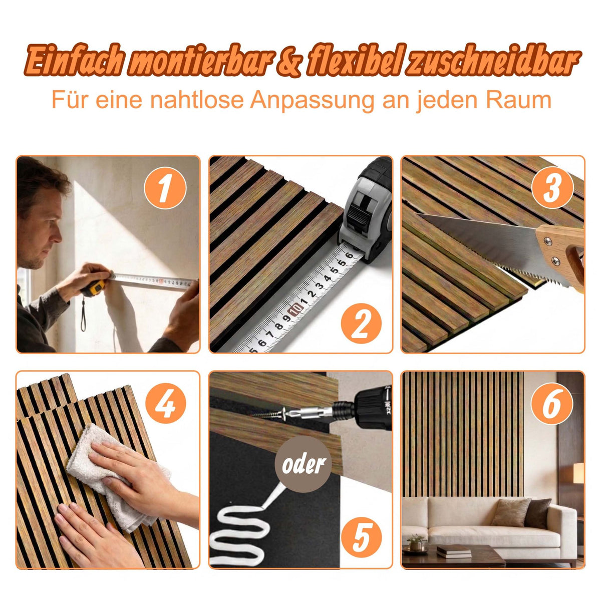Akustikpaneele 120 x 60cm 2er-Set Hellbraun von Relaxdays