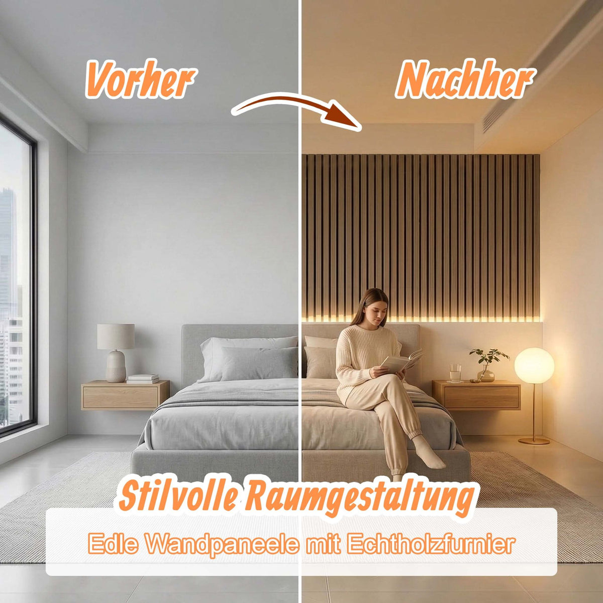 Akustikpaneele 120 x 60cm 2er-Set Hellbraun von Relaxdays