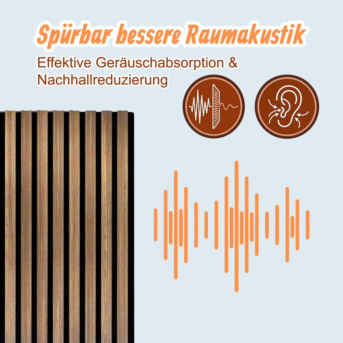 Akustikpaneele 120 x 60cm 4er-Set Hellbraun von Relaxdays