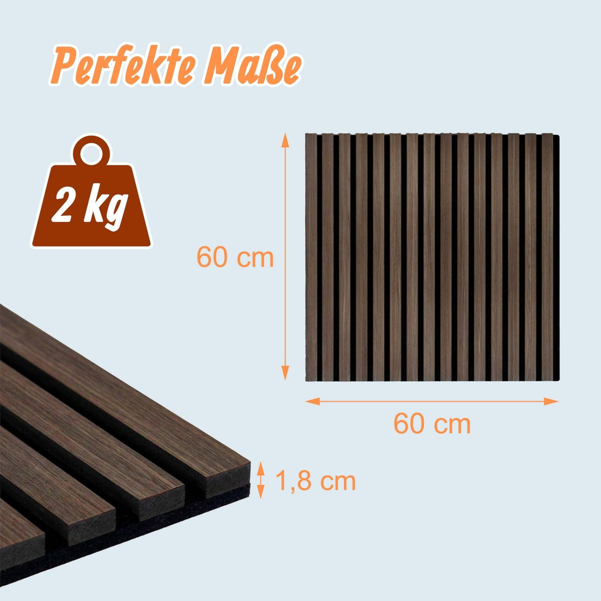 Akustikpaneele 60 x 60cm 4er-Set Dunkelbraun von Relaxdays