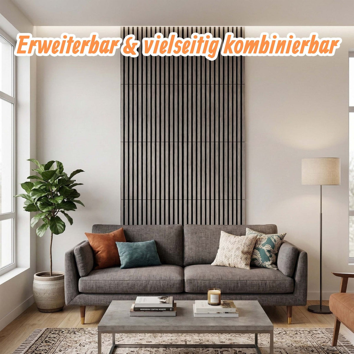Akustikpaneele 60 x 60cm 4er-Set Grau von Relaxdays