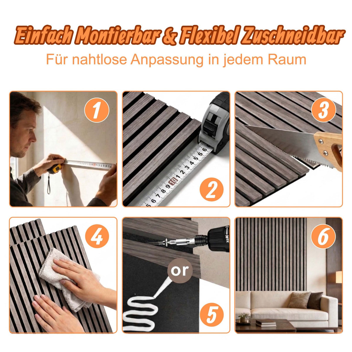 Akustikpaneele 60 x 60cm 4er-Set Grau von Relaxdays