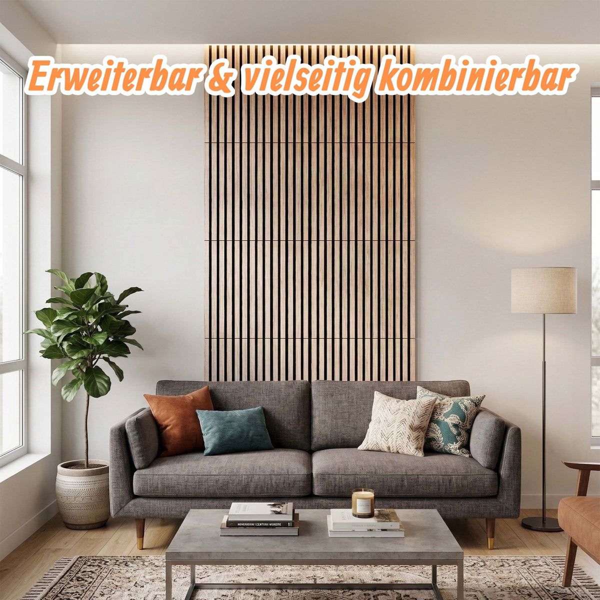 Akustikpaneele 60 x 60cm 4er-Set Hellbraun von Relaxdays