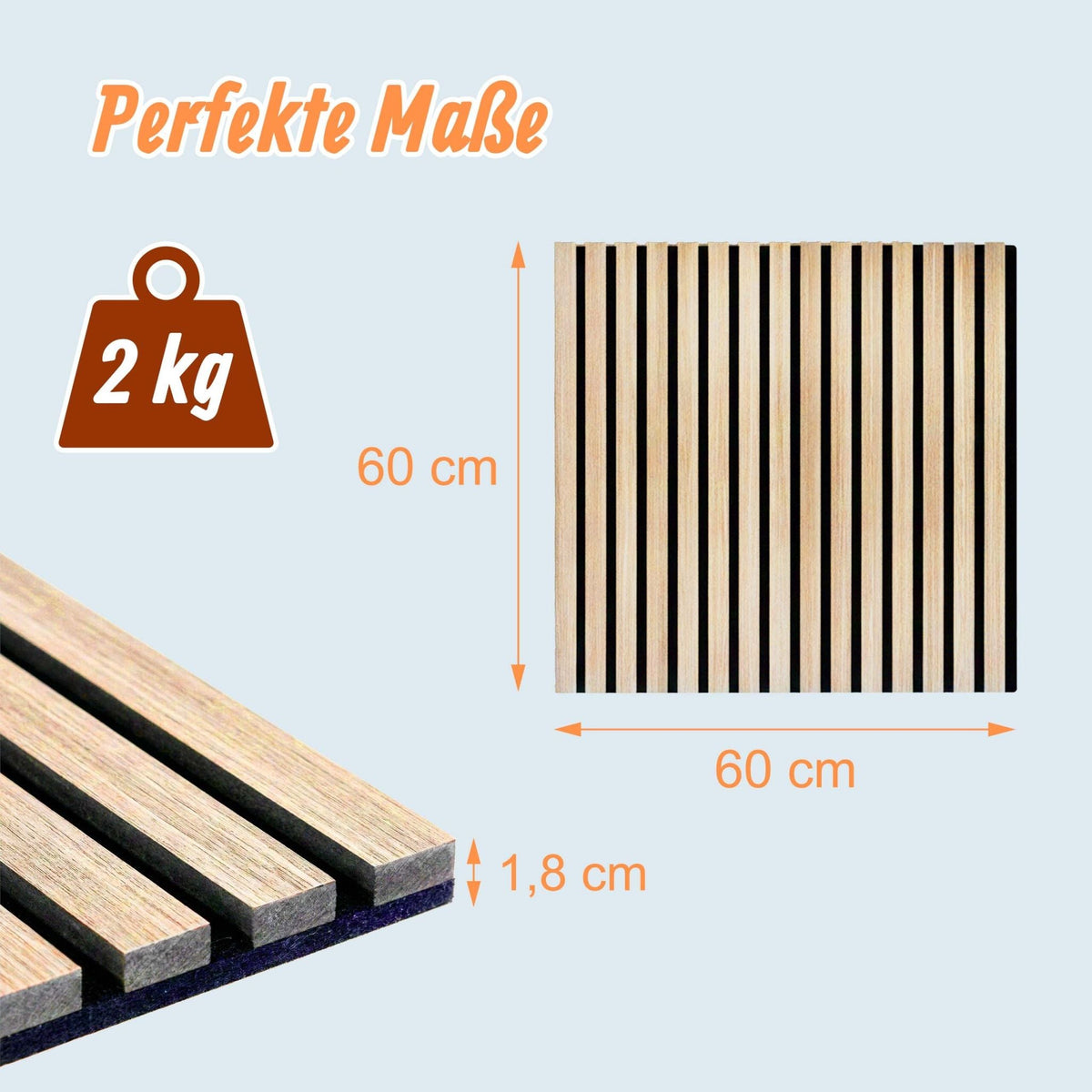 Akustikpaneele 60 x 60cm 4er-Set Hellbraun von Relaxdays