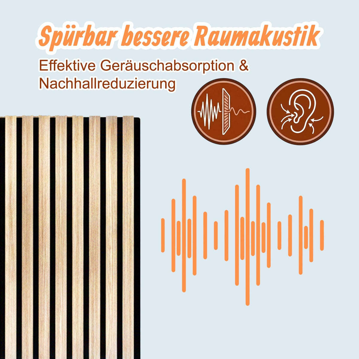 Akustikpaneele 60 x 60cm 4er-Set Hellbraun von Relaxdays
