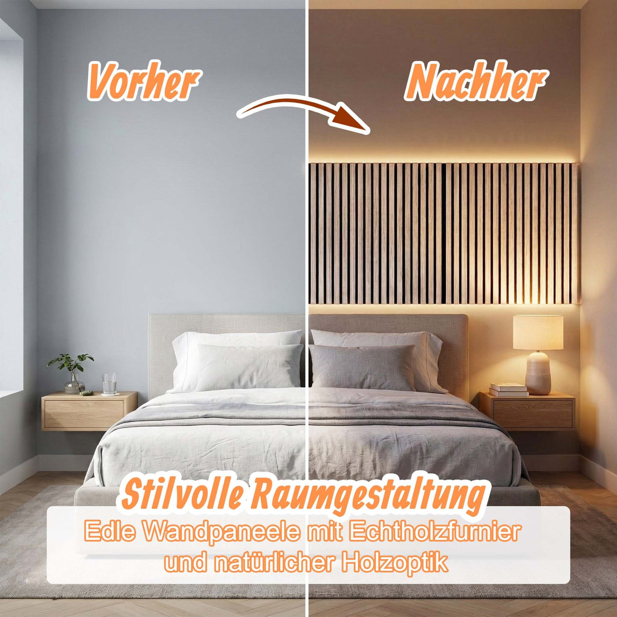 Akustikpaneele 60 x 60cm 4er-Set Hellbraun von Relaxdays
