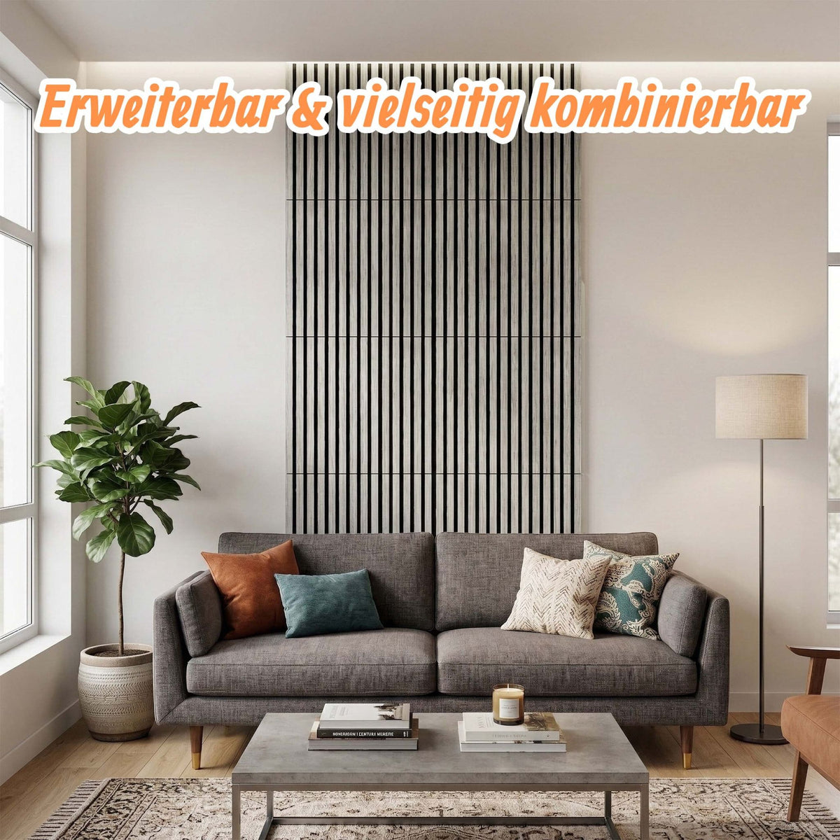Akustikpaneele 60 x 60cm 4er-Set Creme von Relaxdays