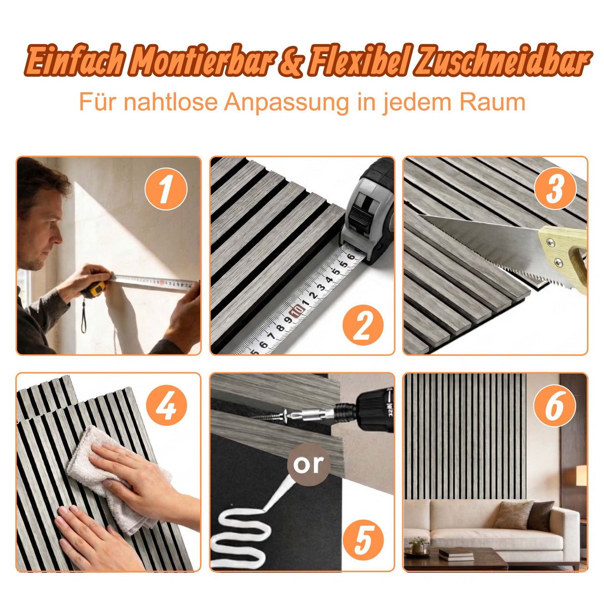 Akustikpaneele 60 x 60cm 4er-Set Creme von Relaxdays