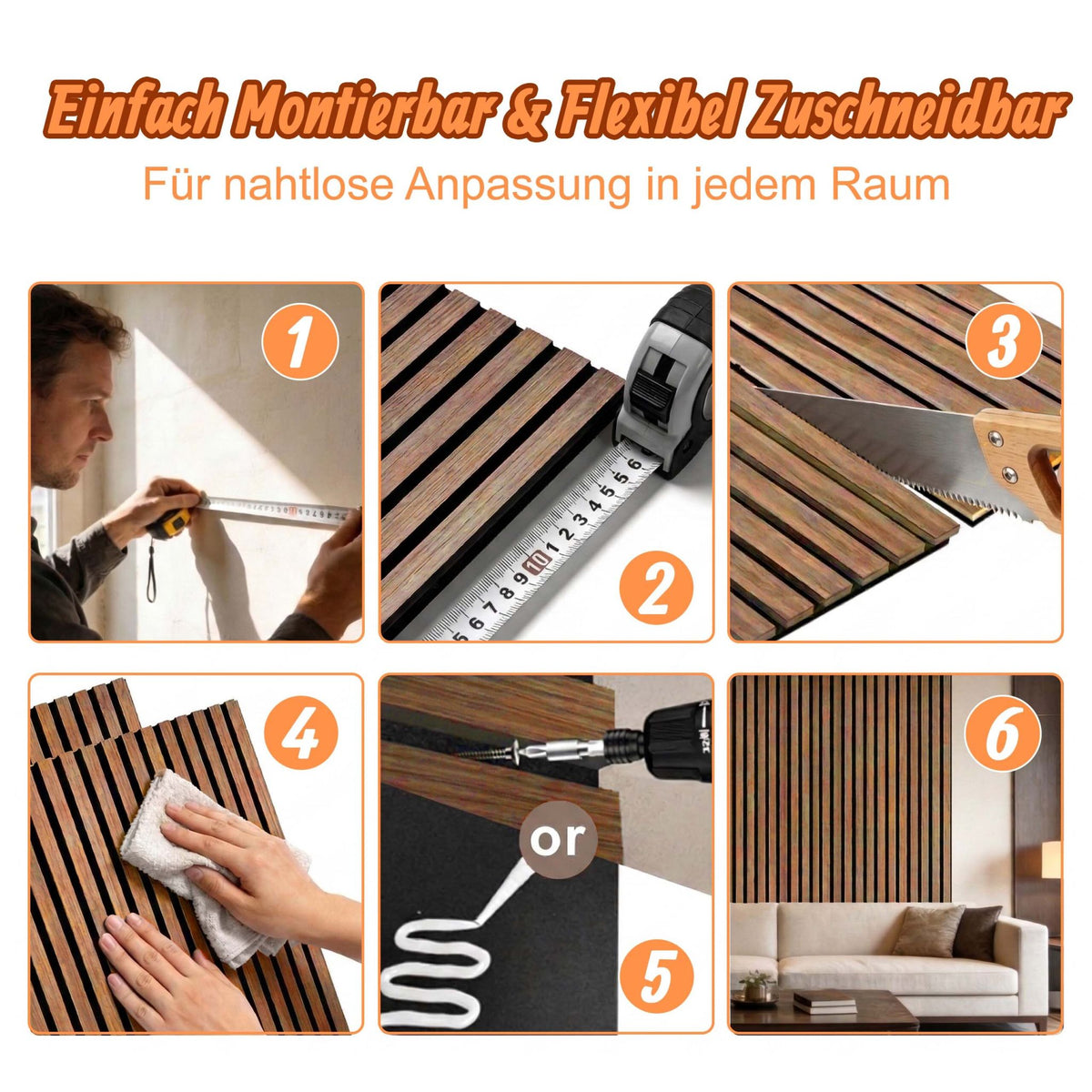 Akustikpaneele 60 x 60cm 4er-Set Braun von Relaxdays