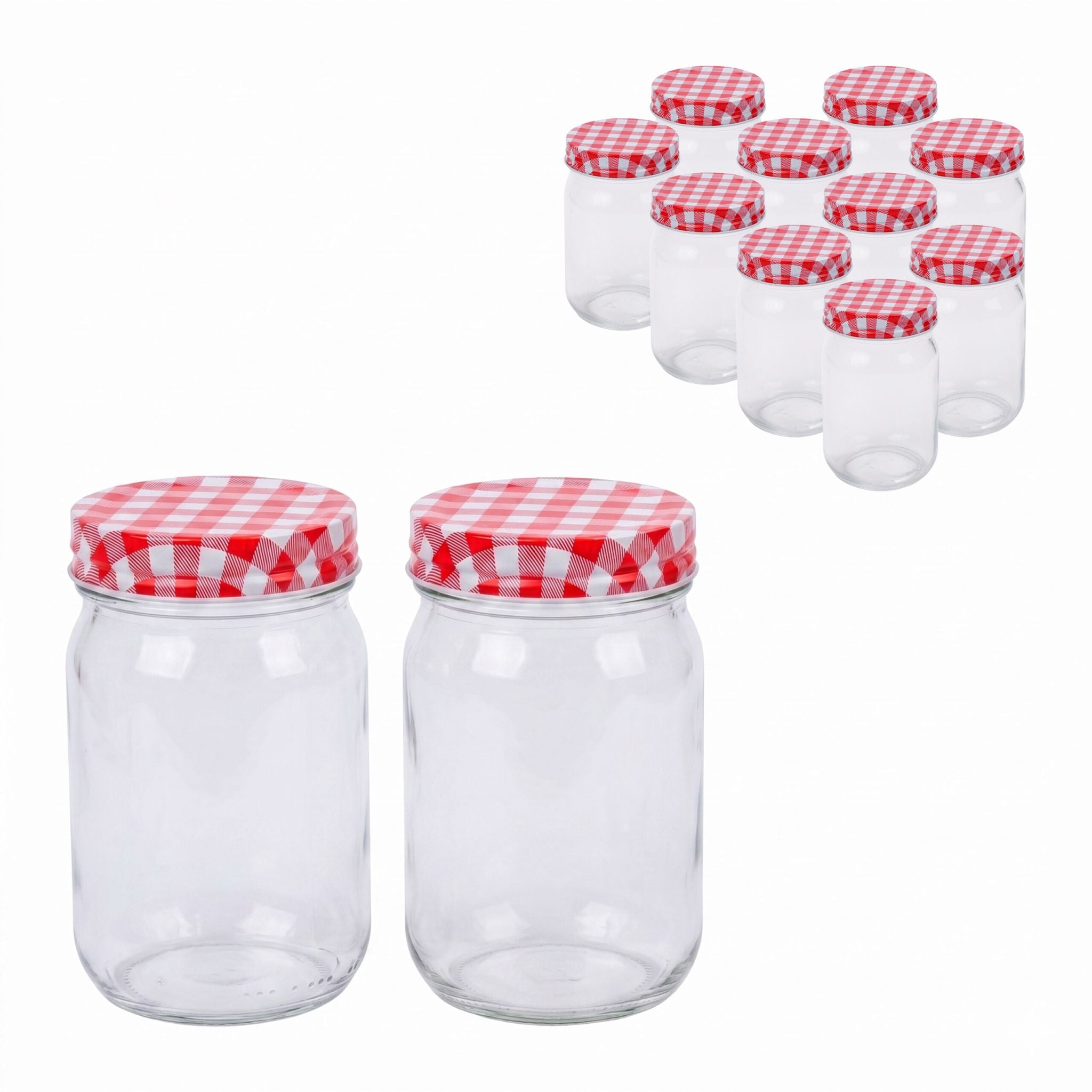 Einmachgläser-Set 400ml Twist Off Weiss-Rot-Transparent von Relaxdays