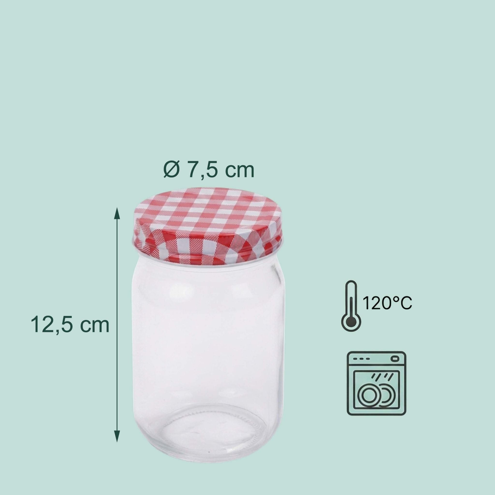 Einmachgläser-Set 400ml Twist Off Weiss-Rot-Transparent von Relaxdays