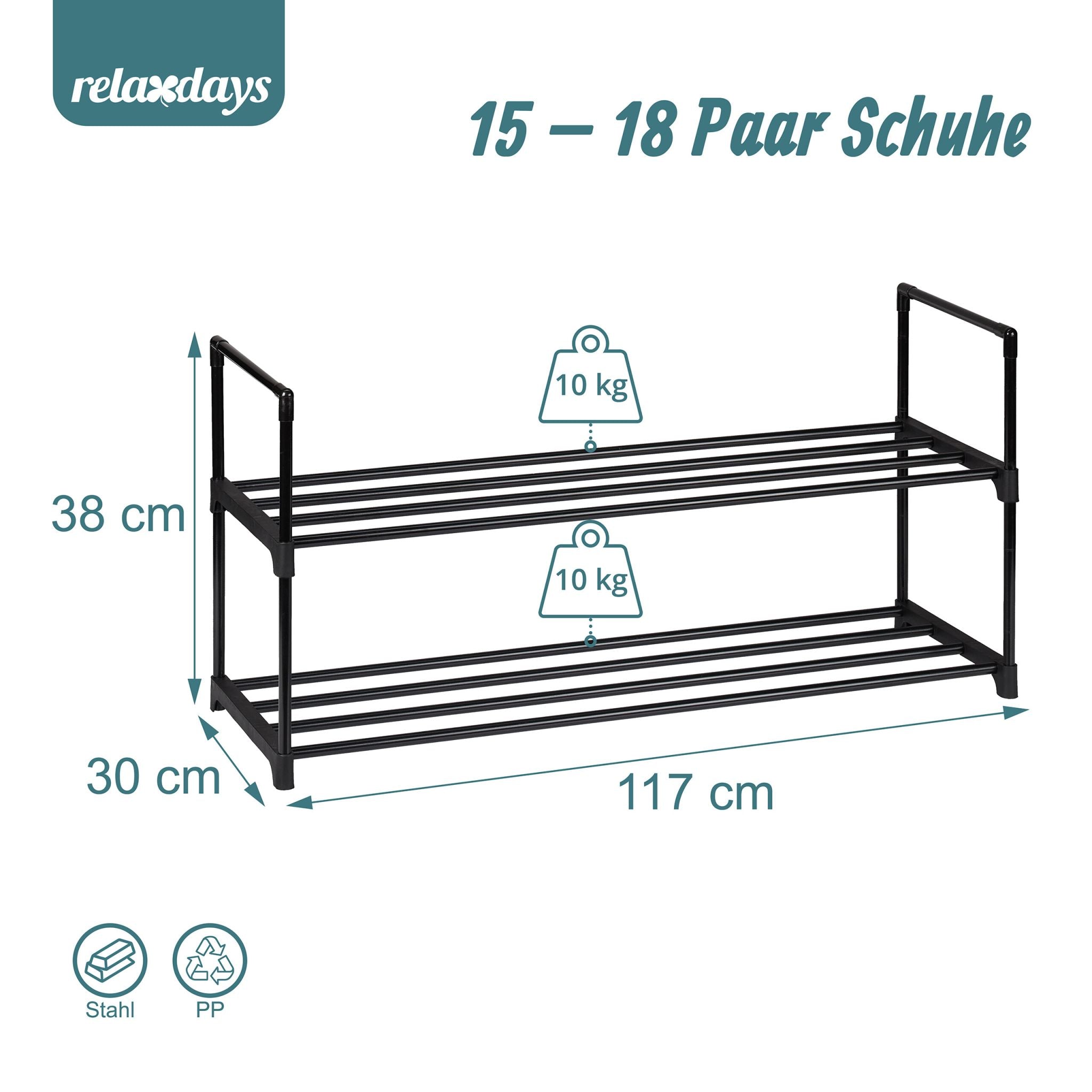 Schuhregal Metall Schwarz von Relaxdays
