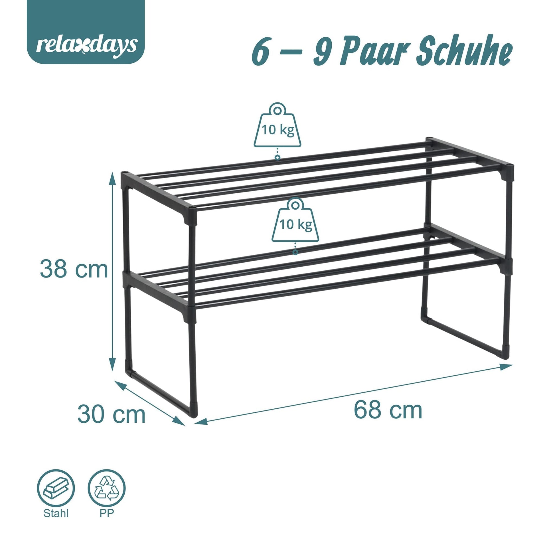 Schuhregal Metall Schwarz von Relaxdays