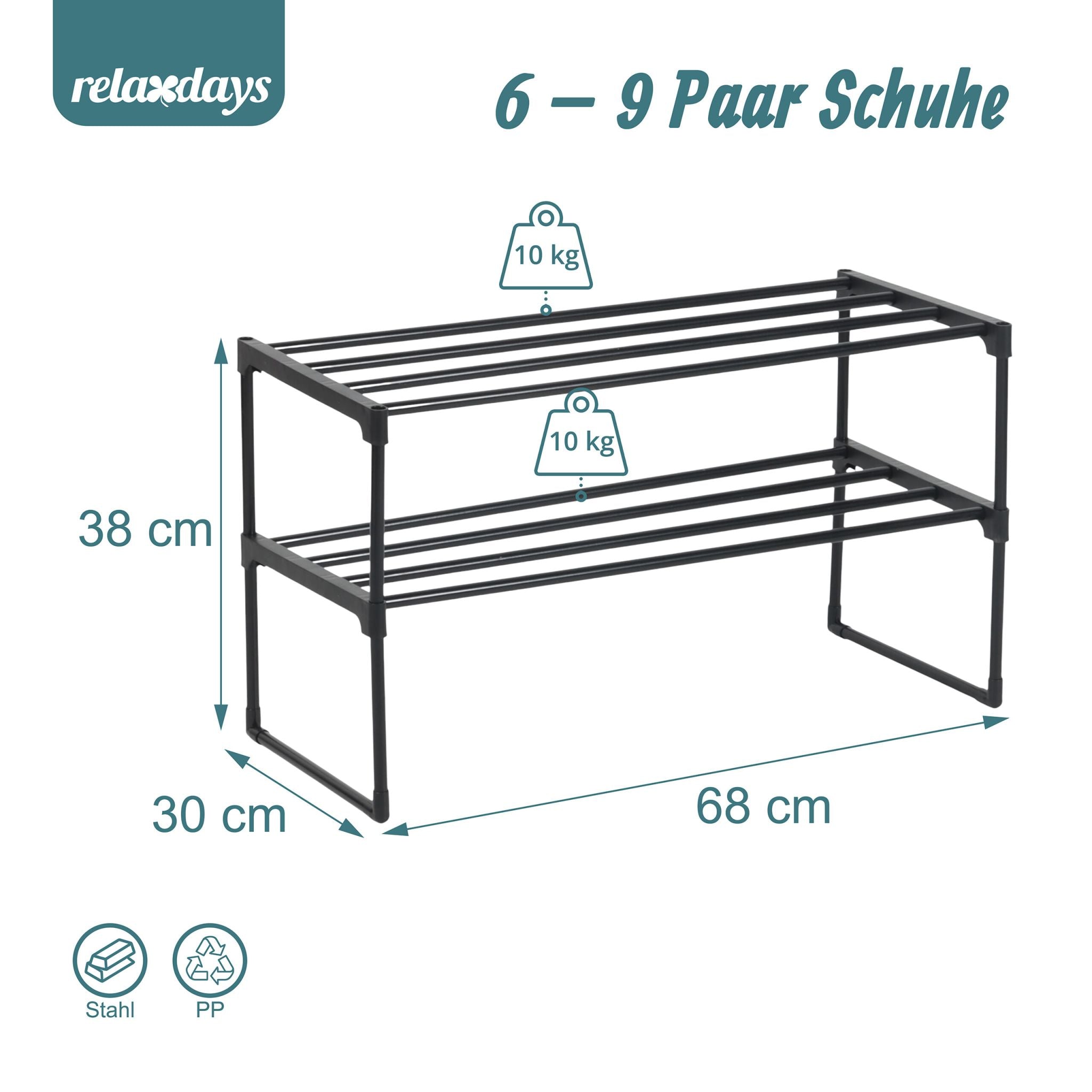 Schuhregal Metall Schwarz von Relaxdays