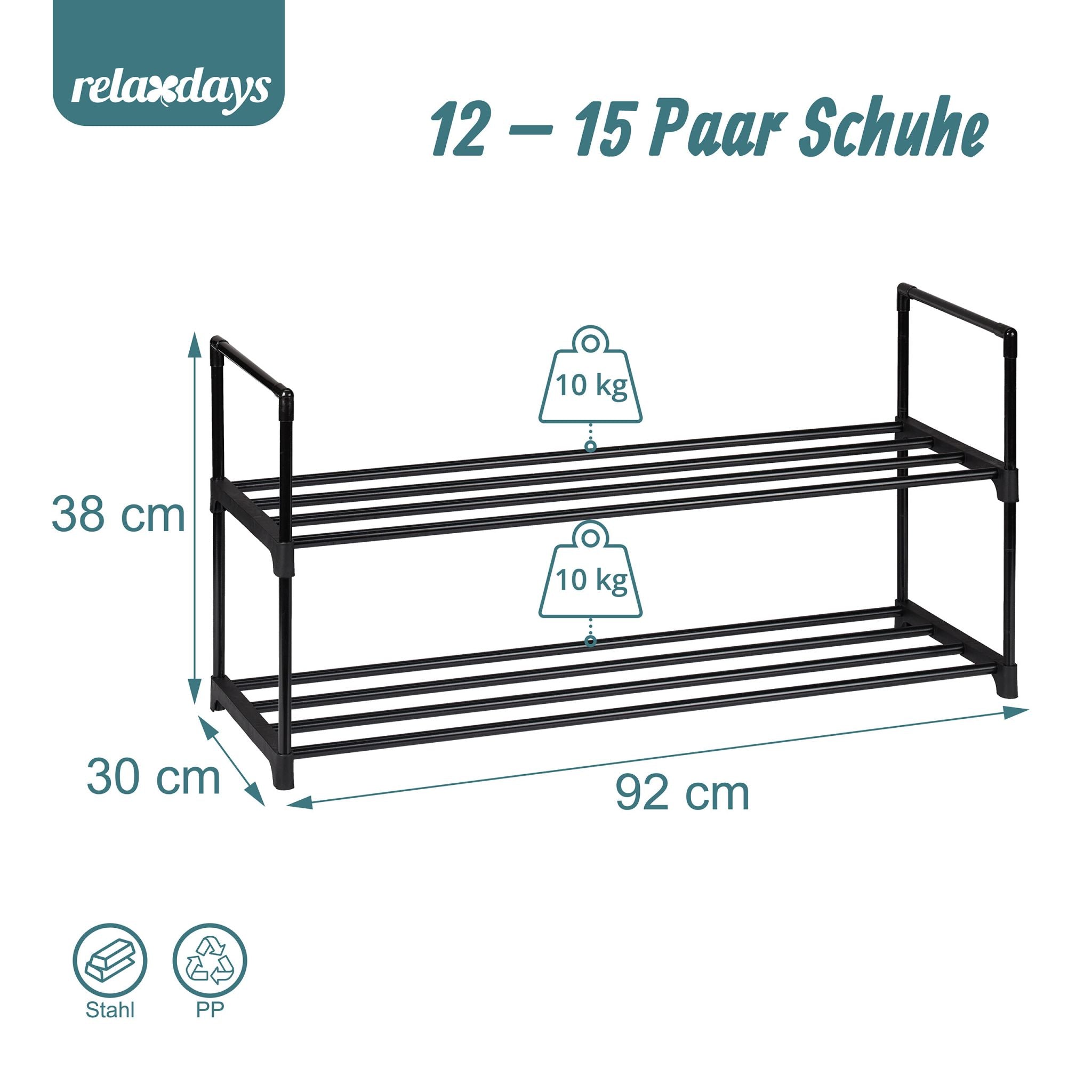 Schuhregal Metall Schwarz von Relaxdays
