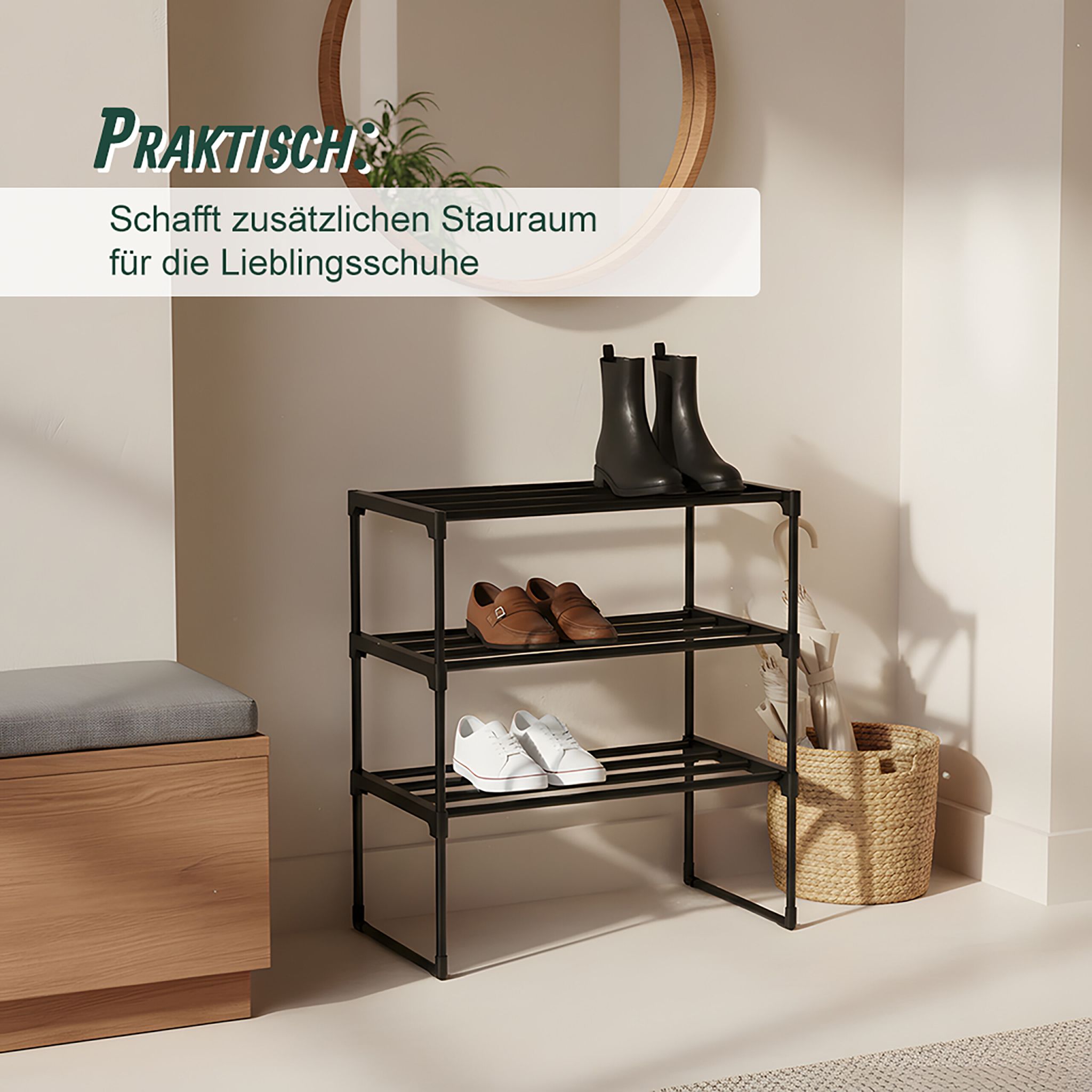 Schuhregal Metall Schwarz von Relaxdays