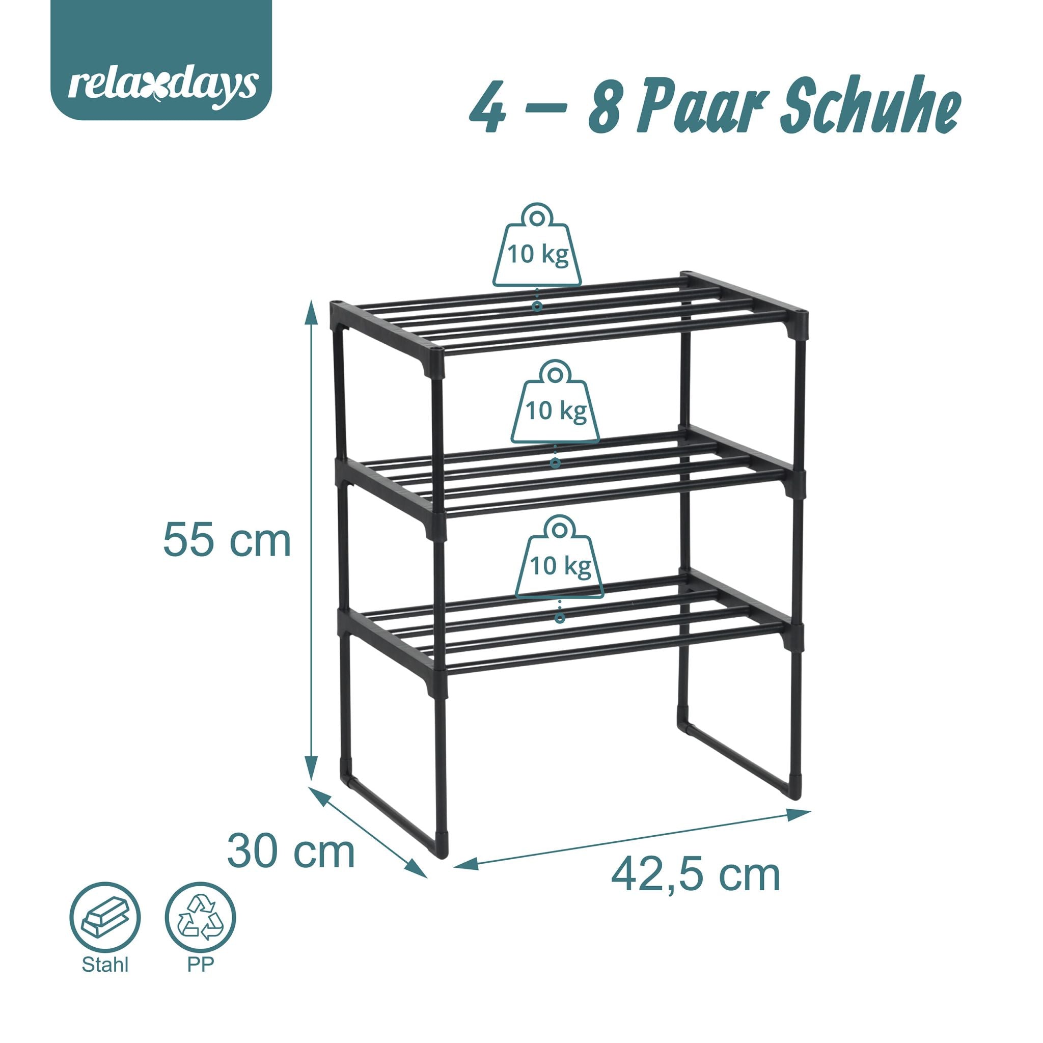 Schuhregal Metall Schwarz von Relaxdays