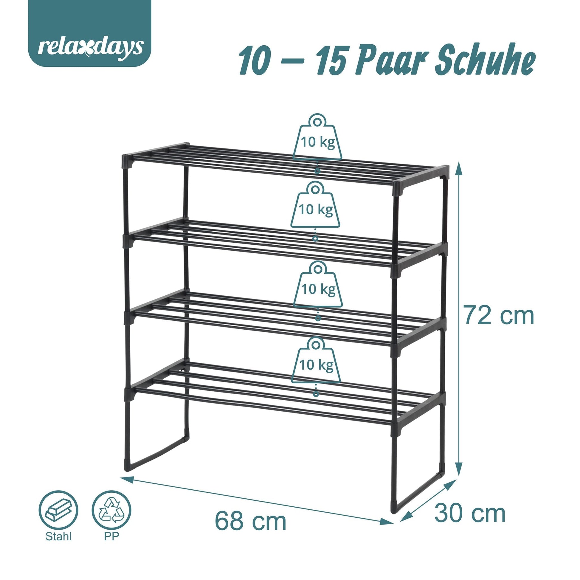 Schuhregal Metall Schwarz von Relaxdays
