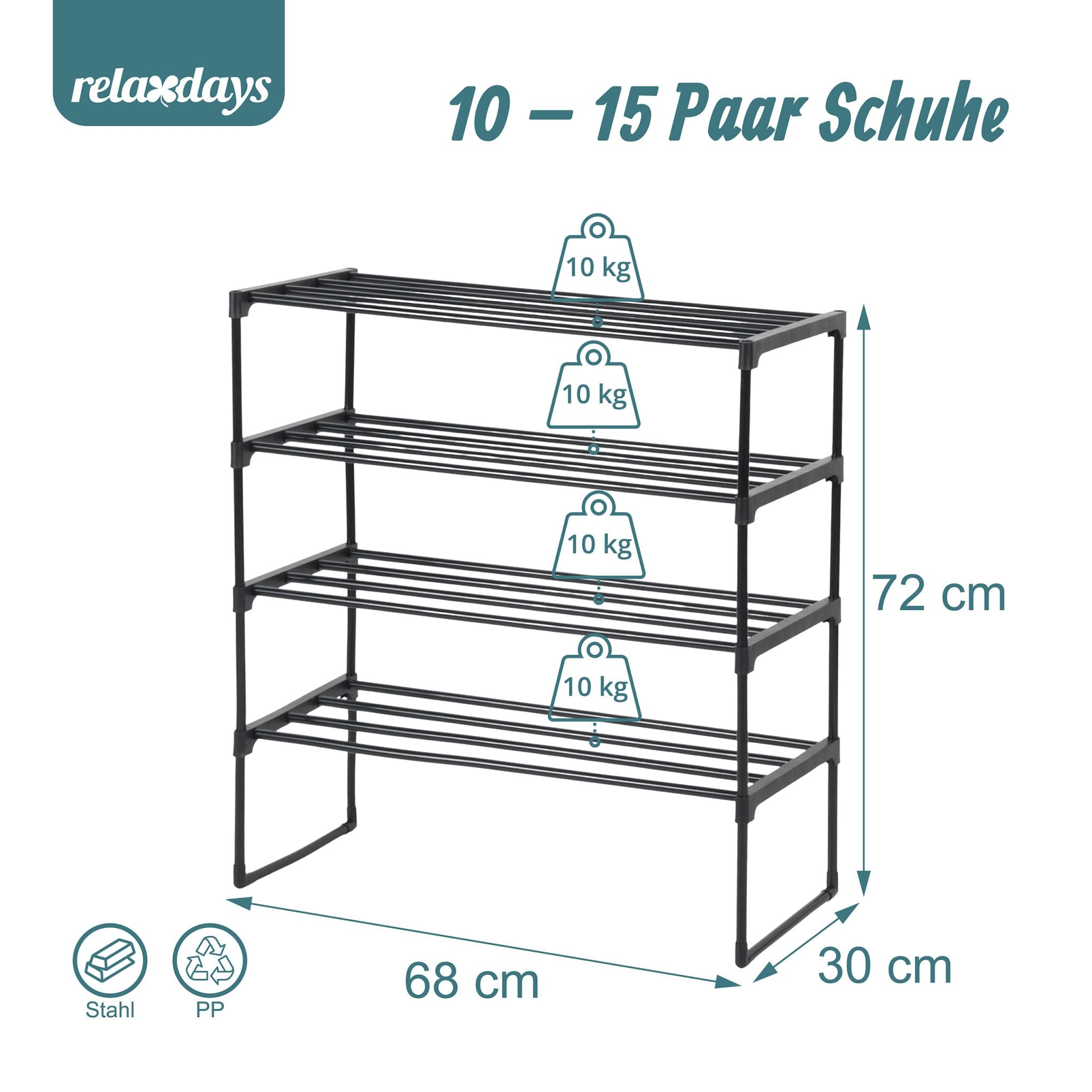 Schuhregal Metall Schwarz von Relaxdays