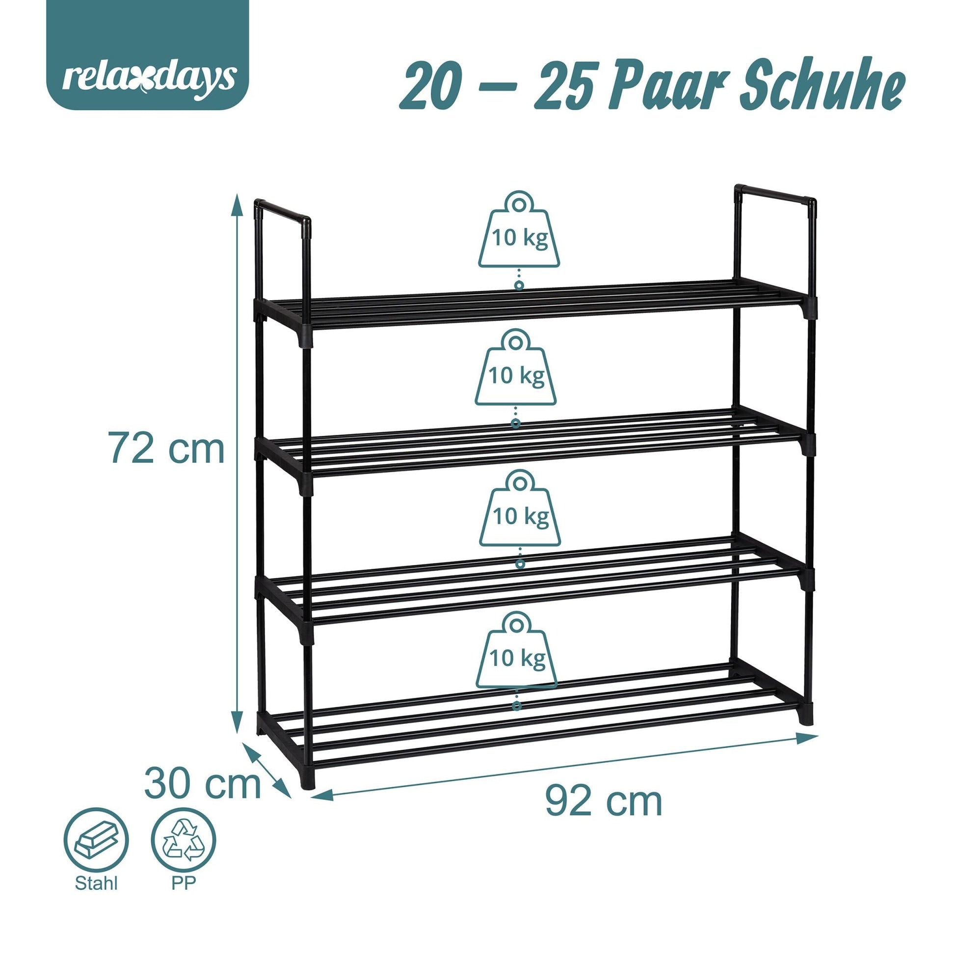 Schuhregal Metall Schwarz von Relaxdays