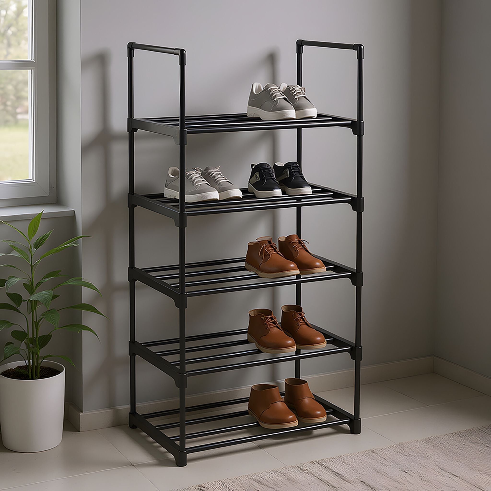 Schuhregal Stecksystem Metall Schwarz von Relaxdays
