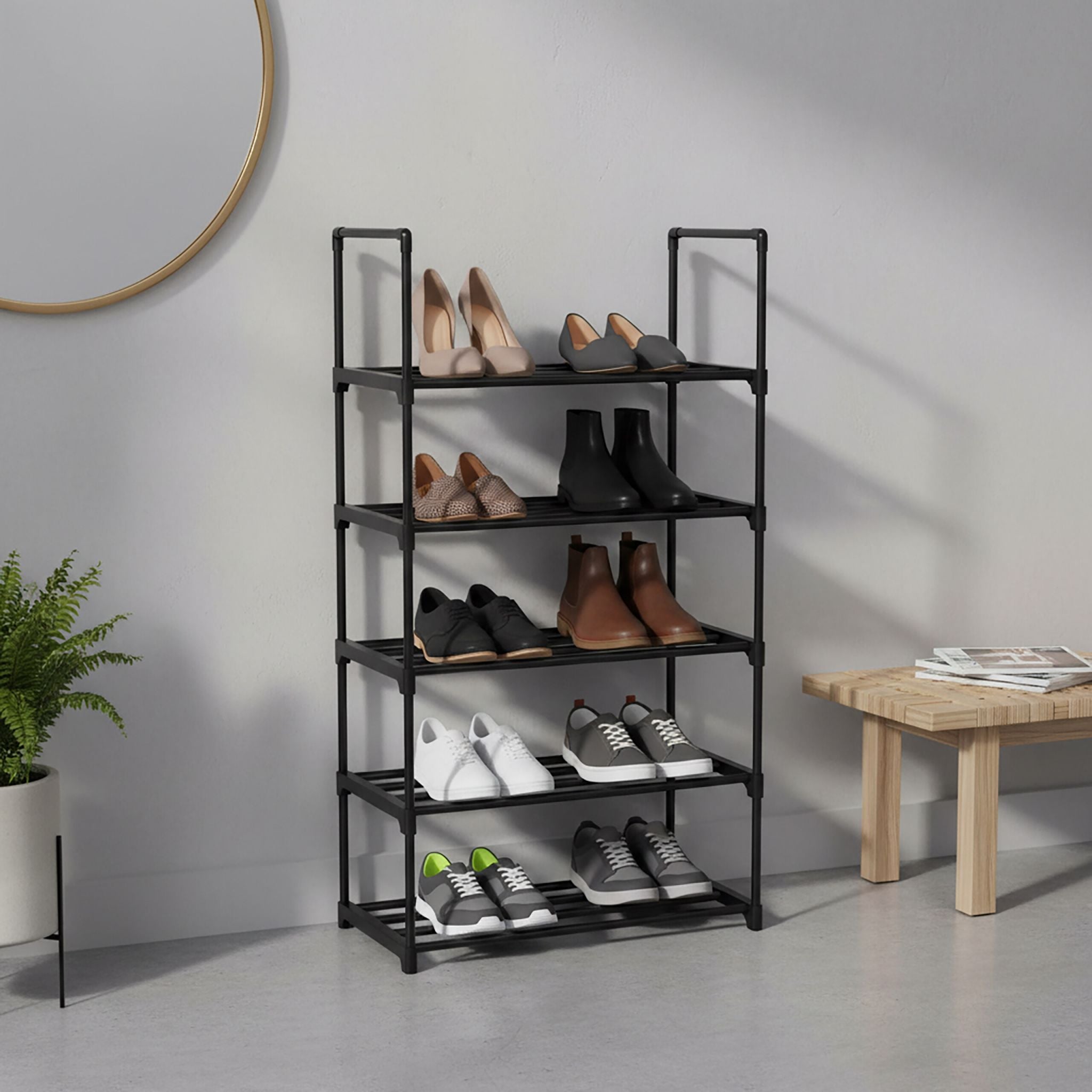 Schuhregal Stecksystem Metall Schwarz von Relaxdays