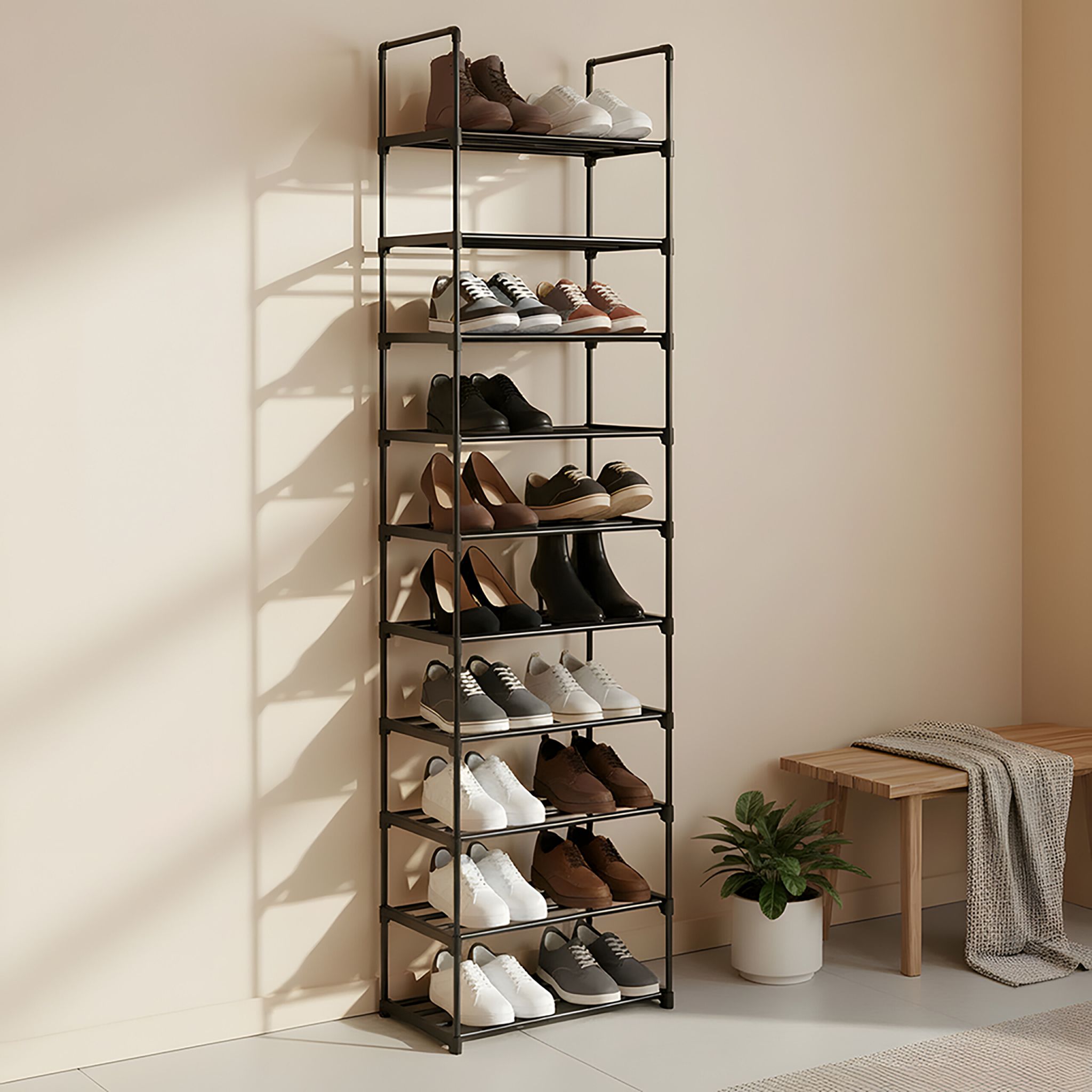 Schuhregal Stecksystem Metall Schwarz von Relaxdays