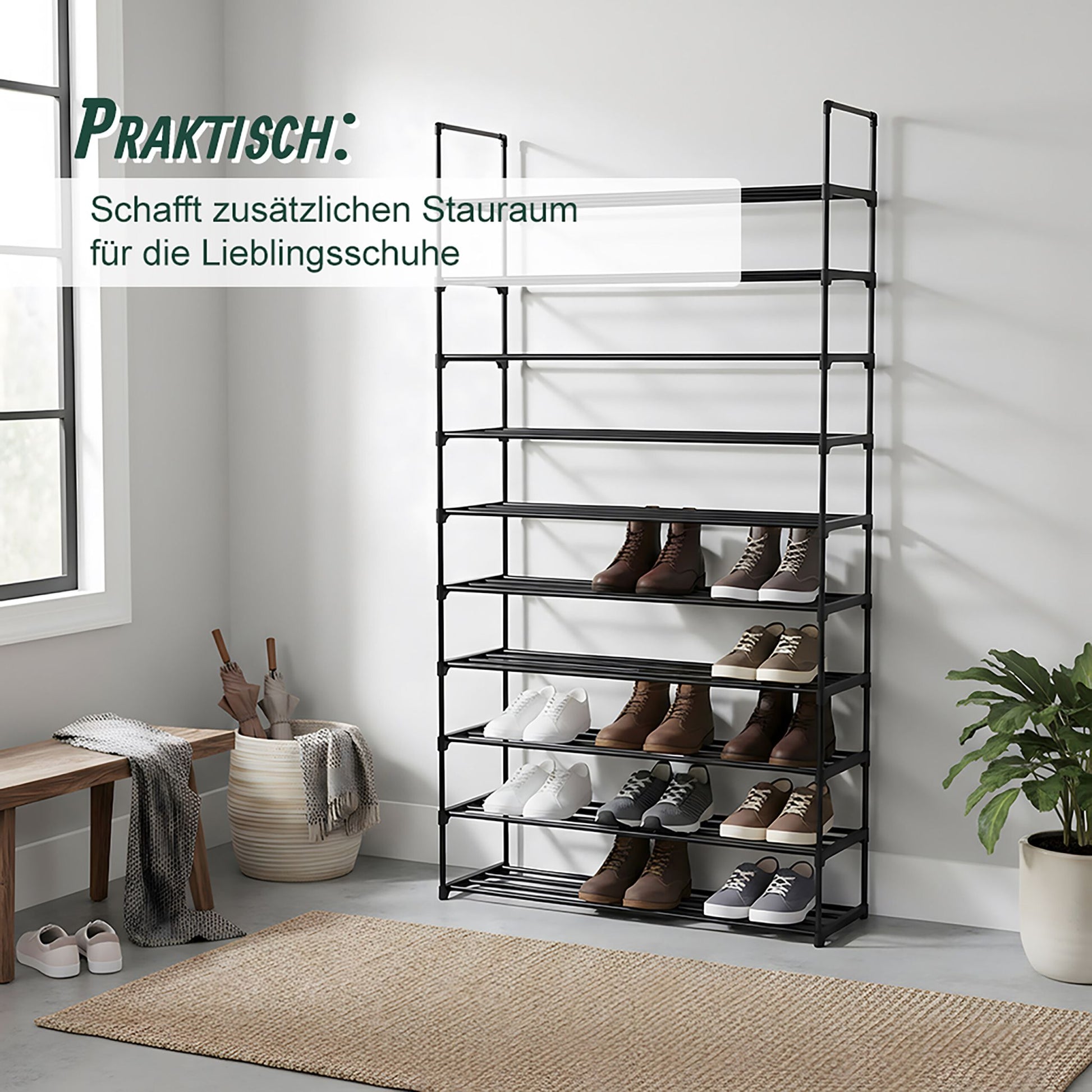 Schuhregal Stecksystem Metall Schwarz von Relaxdays