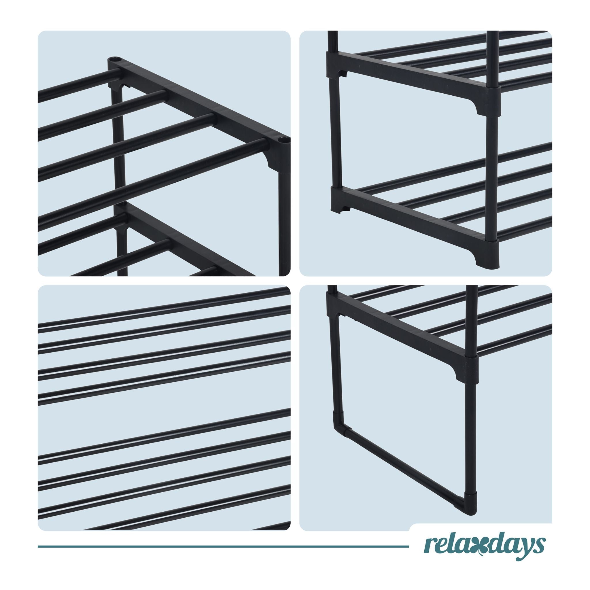 Schuhregal Stecksystem Metall Schwarz von Relaxdays