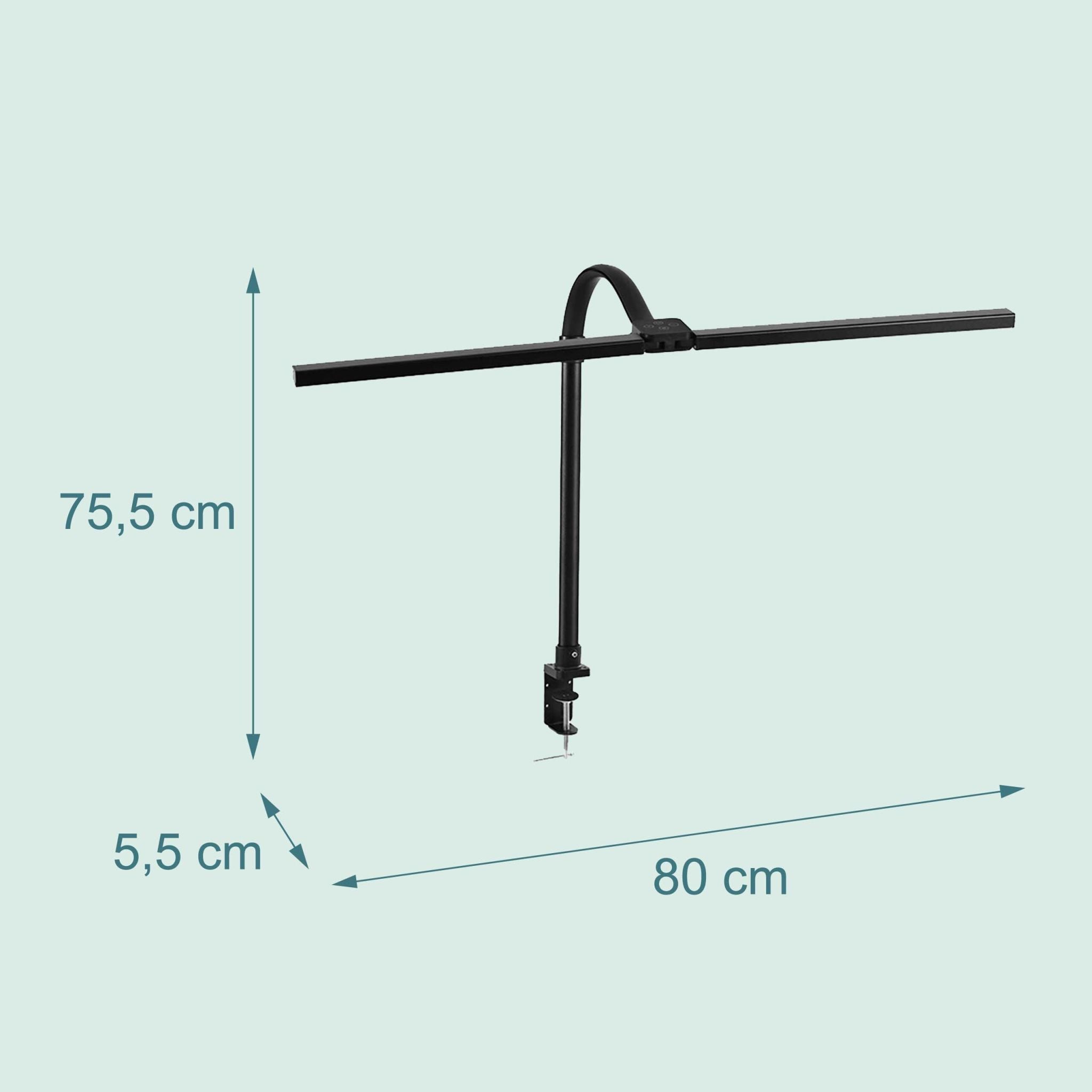 Klemmbare Schreibtischlampe LED 80cm Schwarz