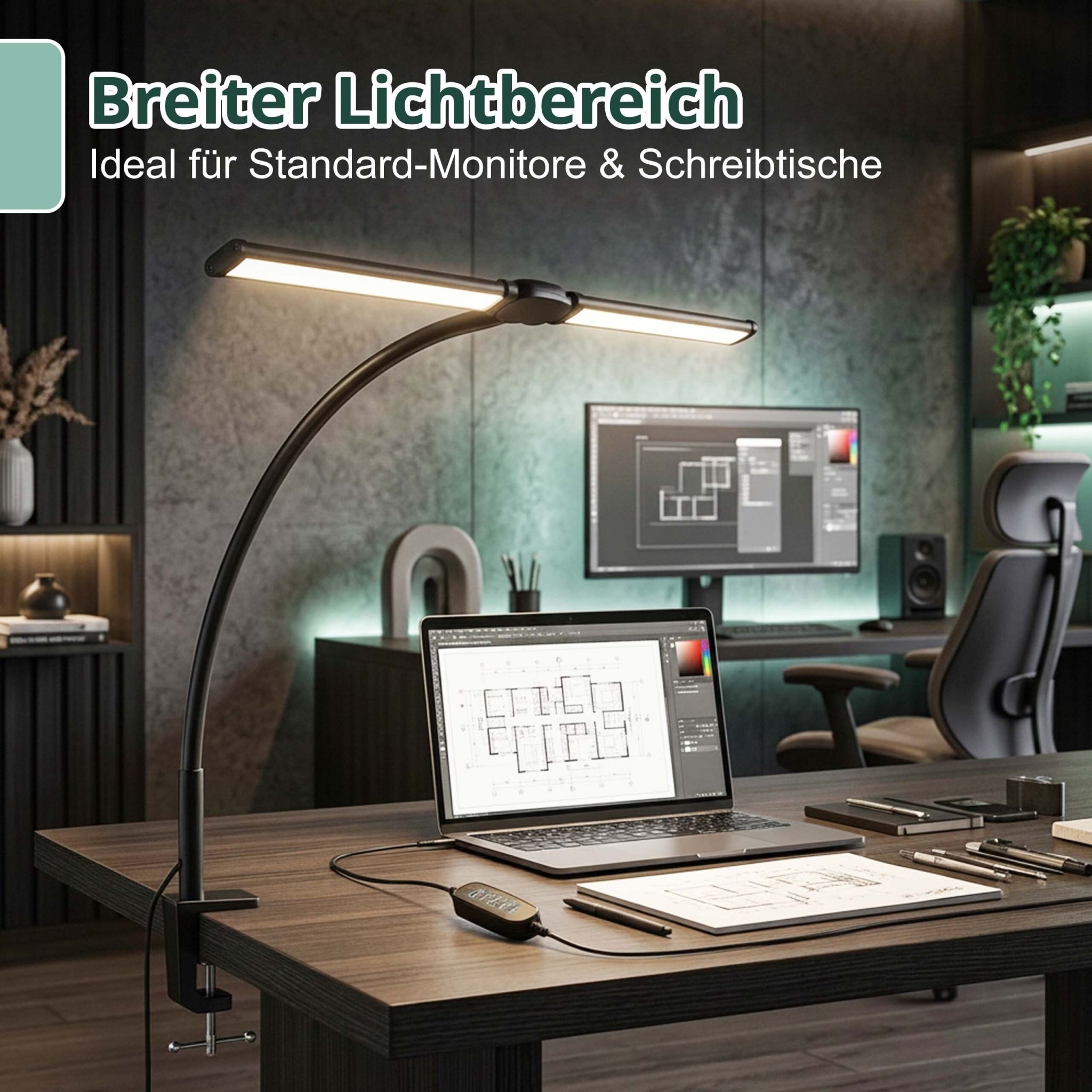 Klemmbare Schreibtischlampe LED 61cm Schwarz-Silber